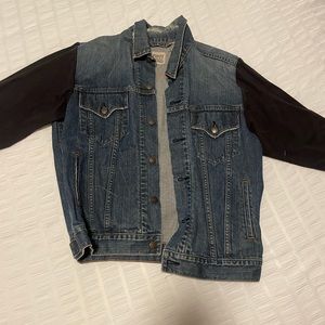 Vintage Denim jacket with black suede sleeves